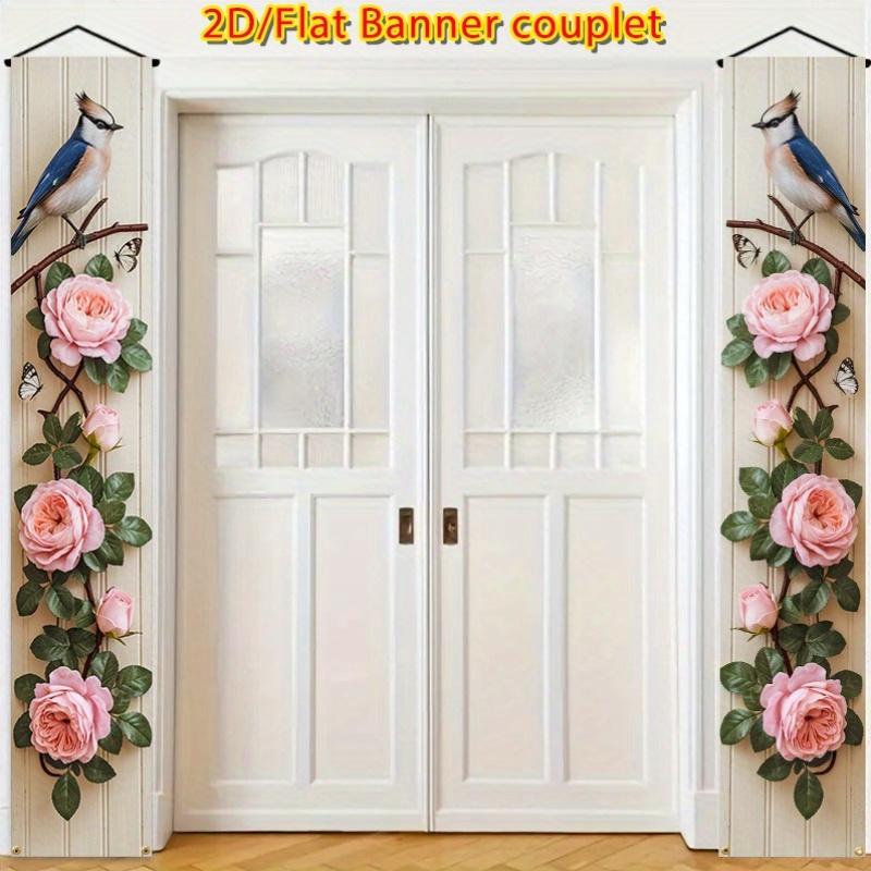 Spring & Summer Rose Butterfly Door Couplet Blue