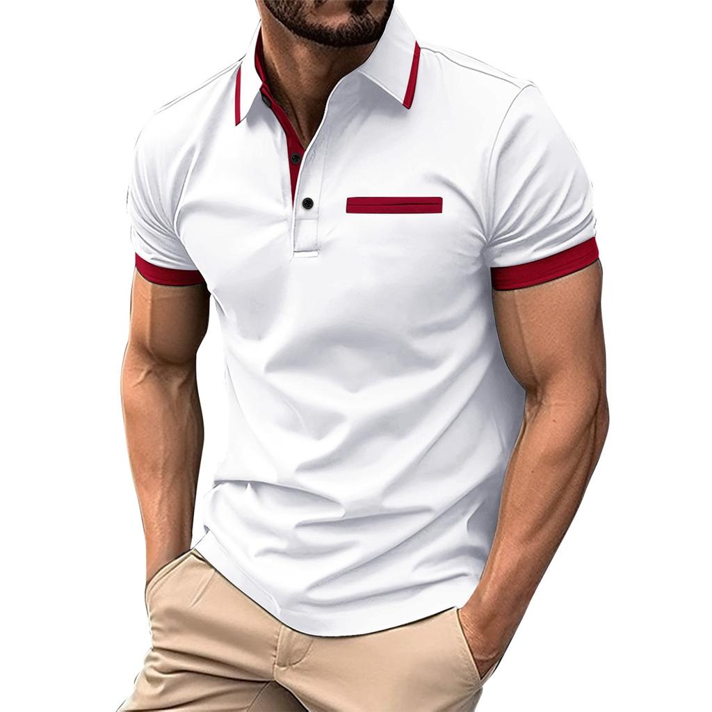 Men's Spring Solid Color Short Sleeve Lapel Shirt Men's Casual Fashion Shirt
