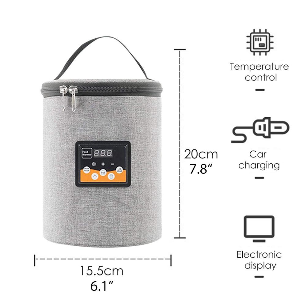 Портативная сумка для подогрева детских бутылочек, сумка для подогрева еды, дисплей температуры, сумка для детского питания в машине