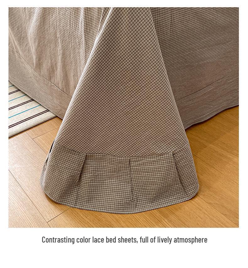 Французский стираный хлопковый комплект постельного белья Класса А, 2026 Студенческий Простой Muji Дом, 4 предмета