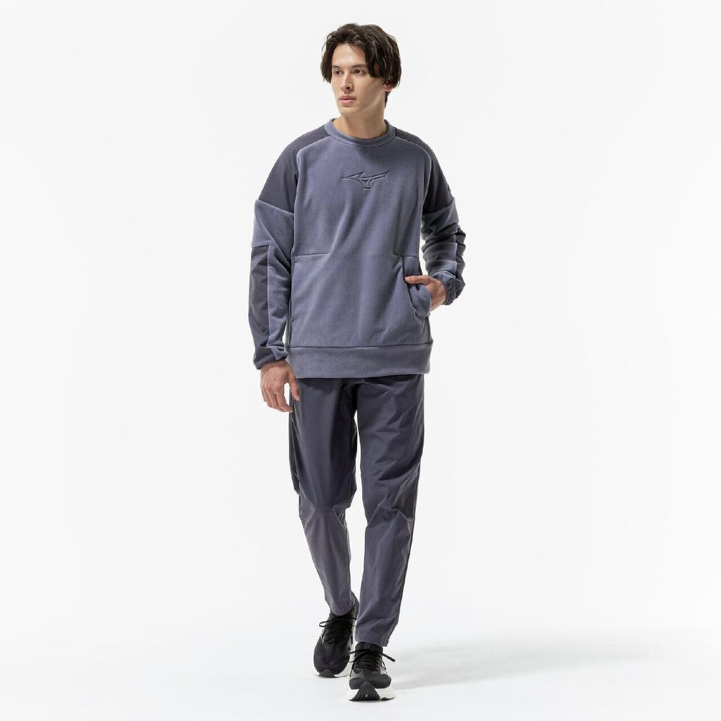 Mizuno Proof Fleece Crew Training Granite Size 32MCC559 Men's Water-Repellent Wear, Gray, L,