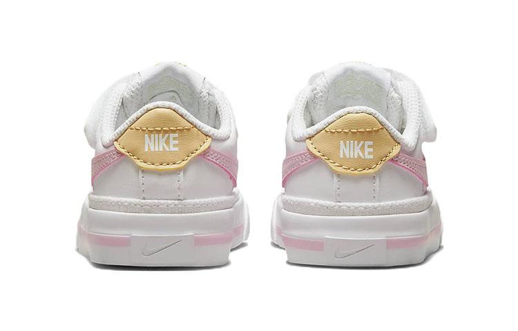 Nike Кроссовки Court Legacy Устойчивые к истиранию Низкие Скейтбордические Бело-розовые Детские DA5382-115
