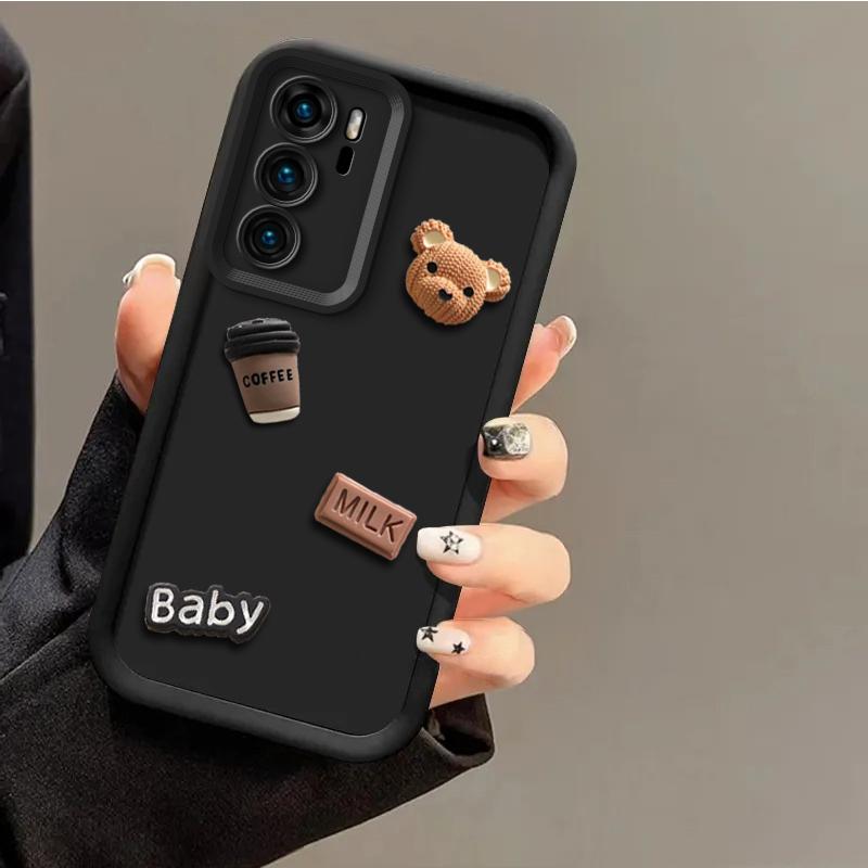 Милый чехол для телефона с 3D медведем, кофе и молоком для Samsung Galaxy S24 Ultra S23 FE S22 Plus S21 S20 A54 A34 A55 A04 A05S A05 A03 A03S A04S A51 A71, чехол с рисунком