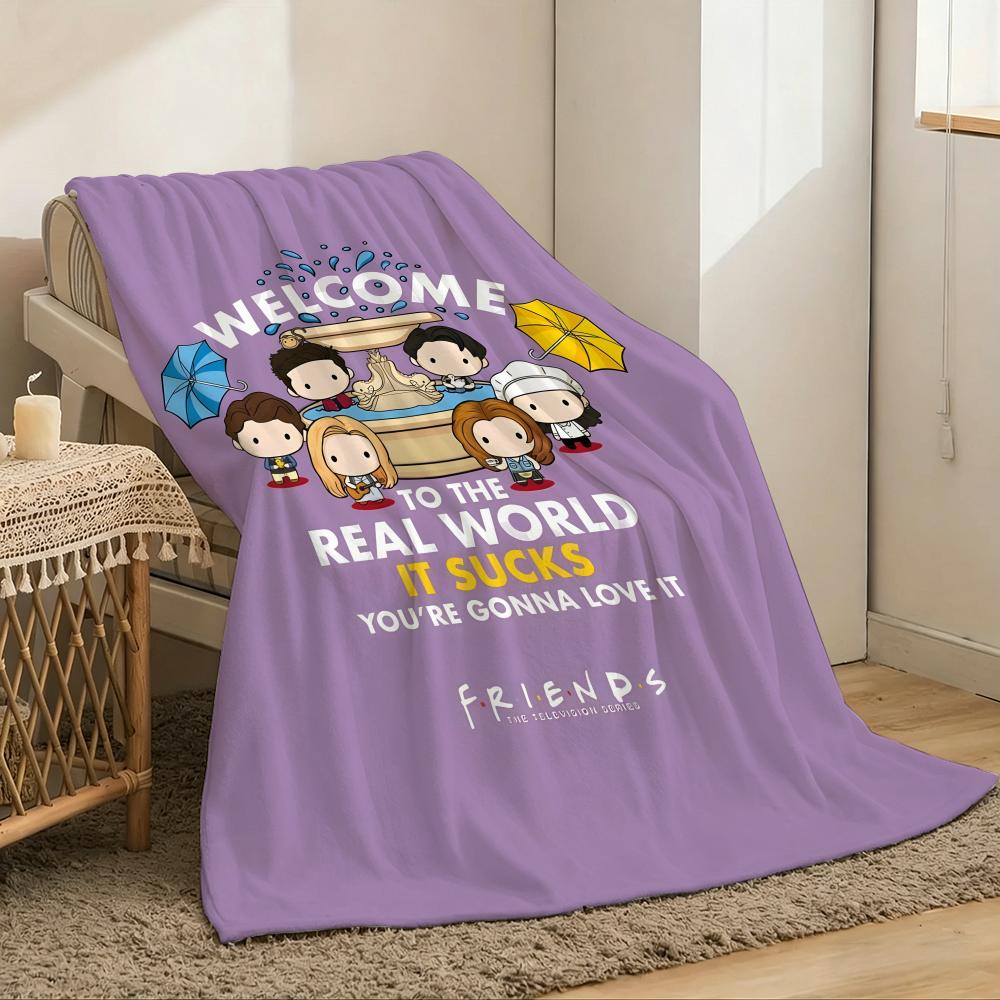 Friends Welcome Throw Lightweight 240g Flannel Blanket Soft Skin-friendly for Summer Cooling