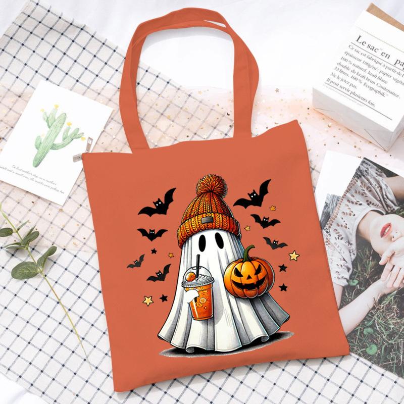 Halloween Printed Shoulder Bag Female Large Capacity Student Canvas Bag Tutoring Shopping Bag