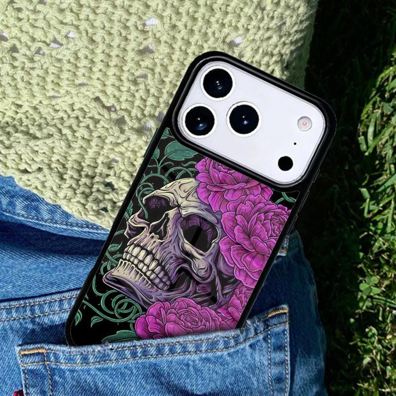 Готический модный чехол-накладка с черепом для телефона Совместим с для IPhone 17air 16e 15 14 13 12 11Pro Max 17 Air