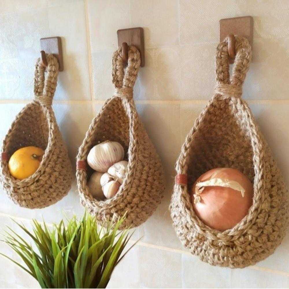 Woven Storage Basket Simulated Rattan Hanging Basket New Fruit Vegetable Basket  Home Decoration