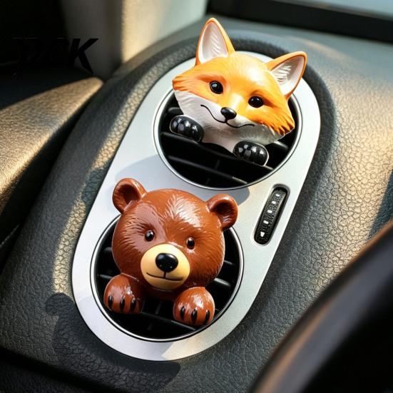 Creative Car Air Vent Ornament Outlet Clip, Raccoon/Fox/Kangaroo/Polar Bear/Guinea Pig Shape, Universal Small Fragrance Accessory Fit Ornament,