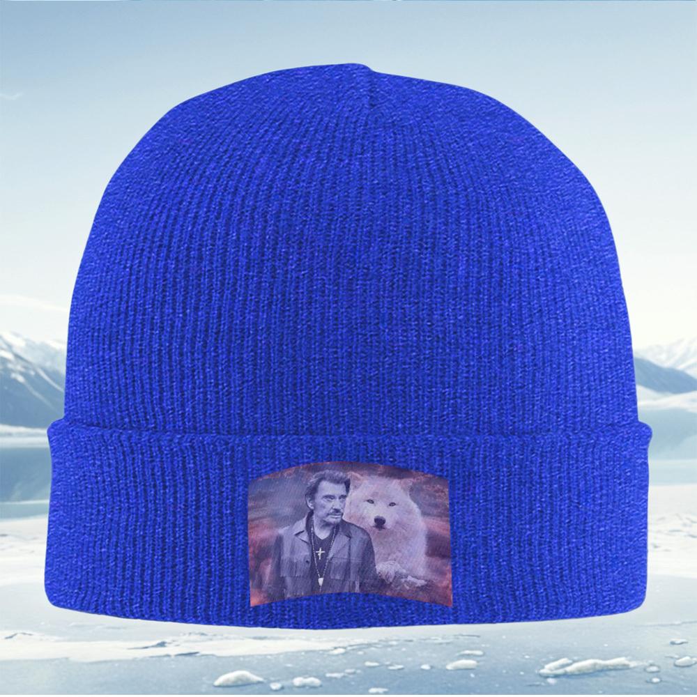 Man wolf portrait necklace cross Men Women Unisex Knitted Hat Beanie Pullover Cap Winter Thermal Warm Christmas Outdoor Cycling