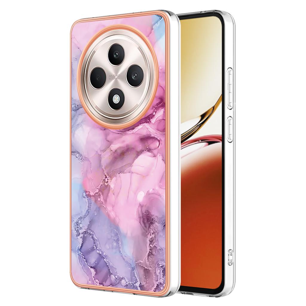For Oppo Reno12 F 4G/Oppo Reno12 F 5G TPU Case Marble Pattern 2.0mm Electroplating Phone Back Cover