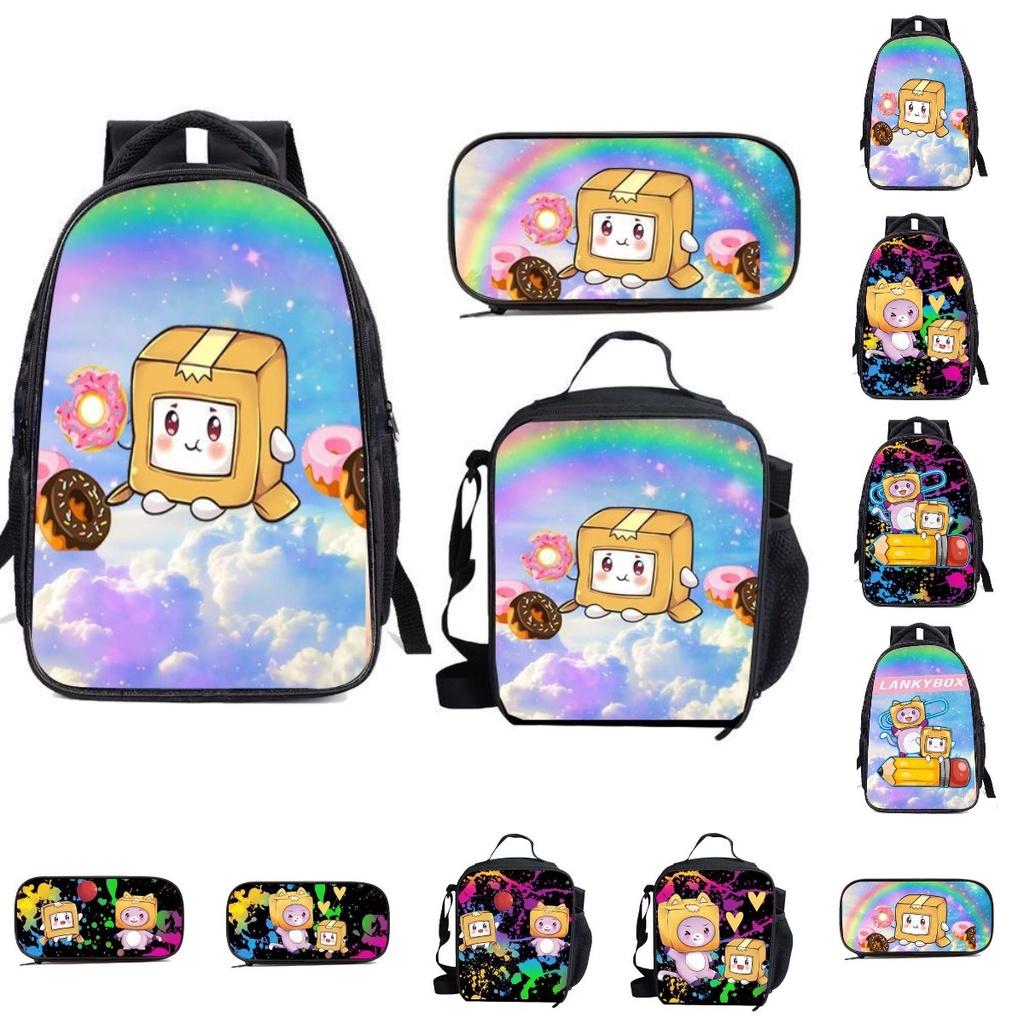Lankybox Cartoon Lunch Bag Set 3 Piece Shoulder Backpack Package