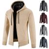 Winter Men Soild Color Sweatercoat Men Knit Cardigan Coat Men Fleece Knitted Hooded Sweater Jackets Man Casual Outerwear