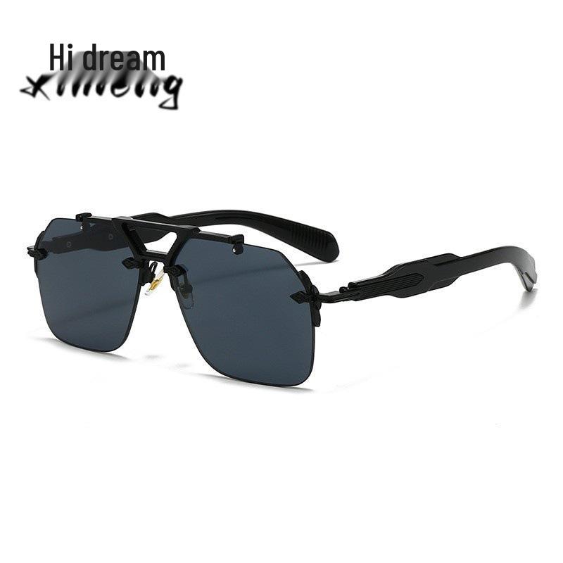 Классические металлические очки-авиаторы с двойной перекладиной - Ретро европейский и американский безрамочный дизайн с защитой от УФ-лучей