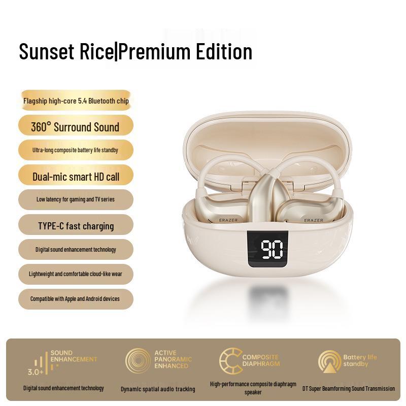 Esper 2025 Eco-Friendly Over-Ear Bluetooth Earphones - Clip-On, Secure Fit for Active Sports