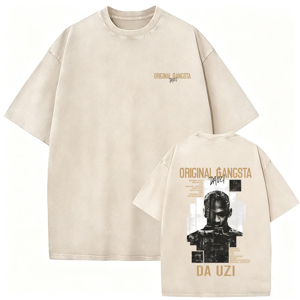 Vintage Washed Rapper DA Uzi Original Gangsta Album Merch Tshirt Men Women Hip Hop Fashion Pop Music T Shirts Streetwear