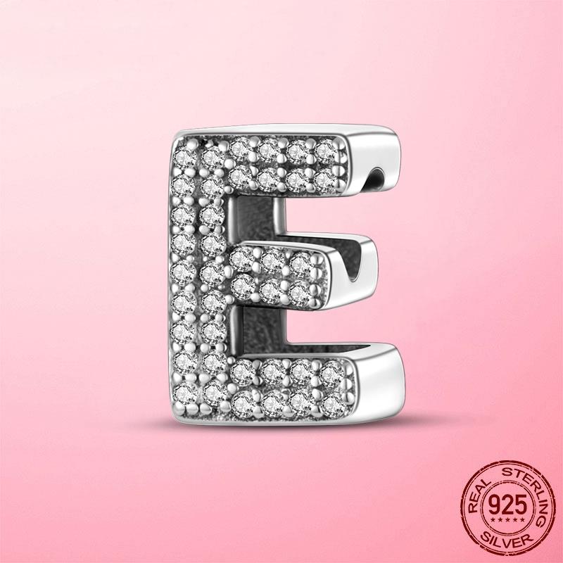 Hot Original 925 Silver Letter CZ Zircon A To Z 26 Letter Charms Beads Fit MULA Charms Bracelet Silver 925 Jewelry