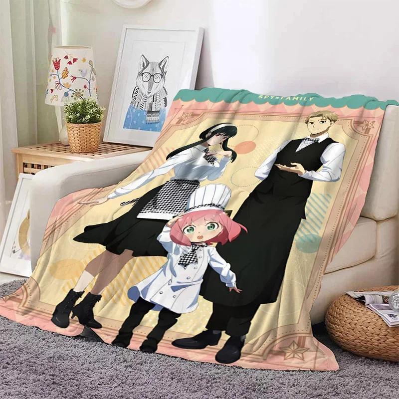 3D Print Anime Spy Family Blanket Soft Sofa Cover Throw Anya Blanket Fleece Tapestry Warm Bed Blankets for Bedroom Couch