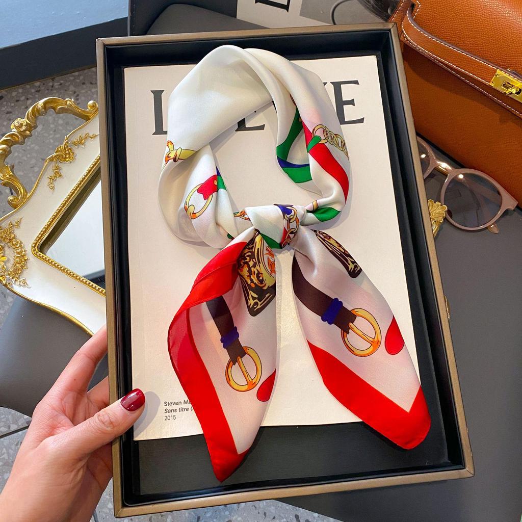 70cm Korean-Style Silk Square Scarf: Fashionable, Versatile Neck Protection and Decorative Accessory