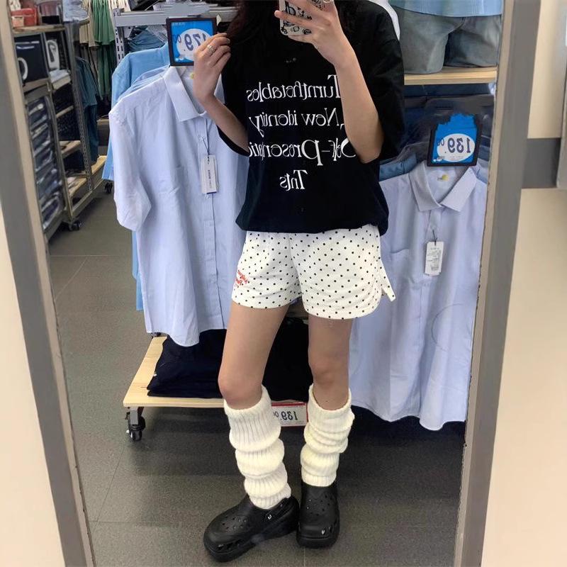 Корейские шорты с широкими штанинами и принтом в горошек - Весенне-летние повседневные женские шорты