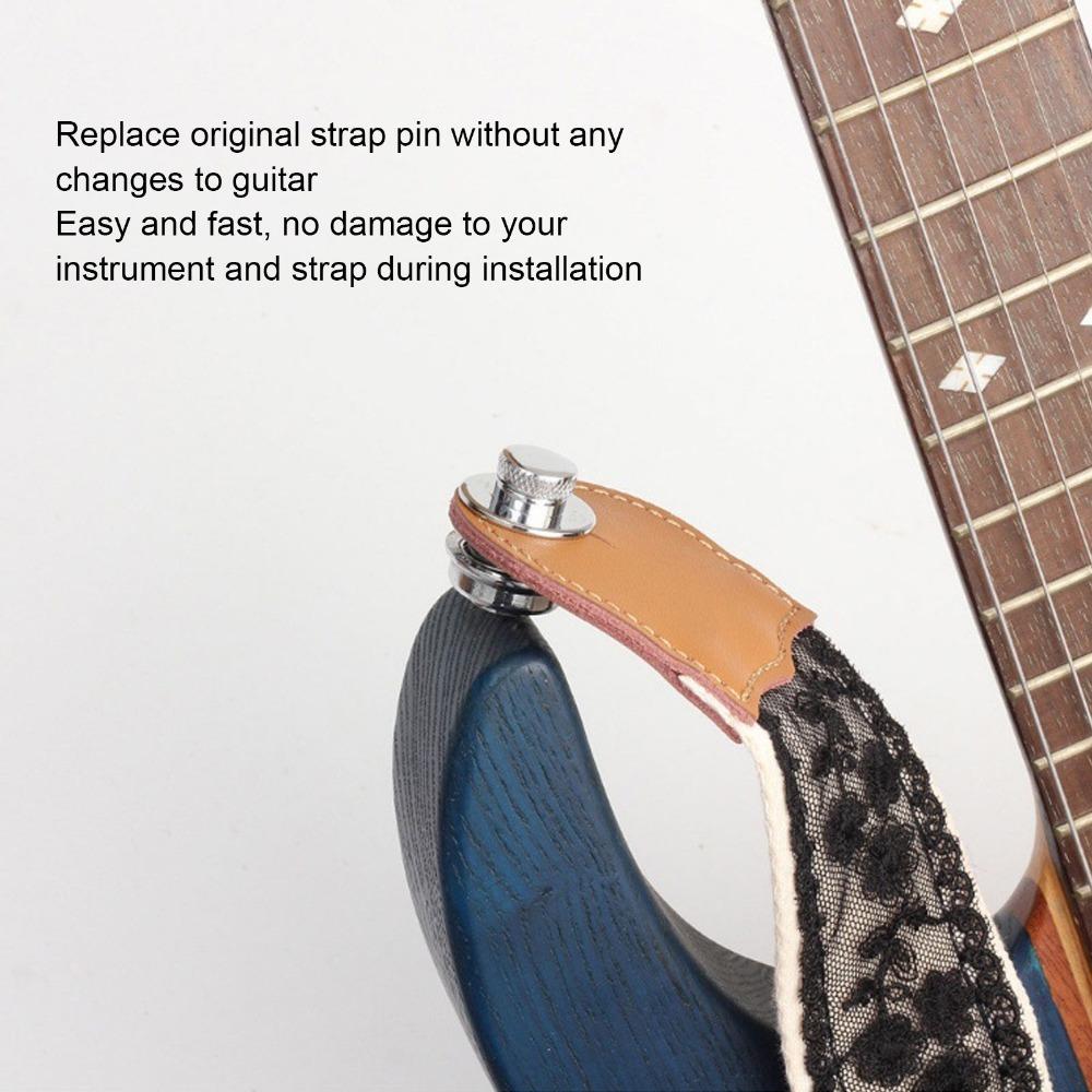 2PCS Metal Strap Locks Silver Metal Guitar Anti Skid Strap Locks Guitar Strap Fittings For Guitar