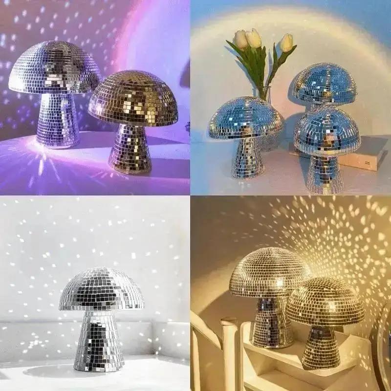 Mushroom Disco Ball Mirror Reflective Home Decoration Crafts Mushroom Ornaments Technology Bar Atmosphere Decoration Miniatures