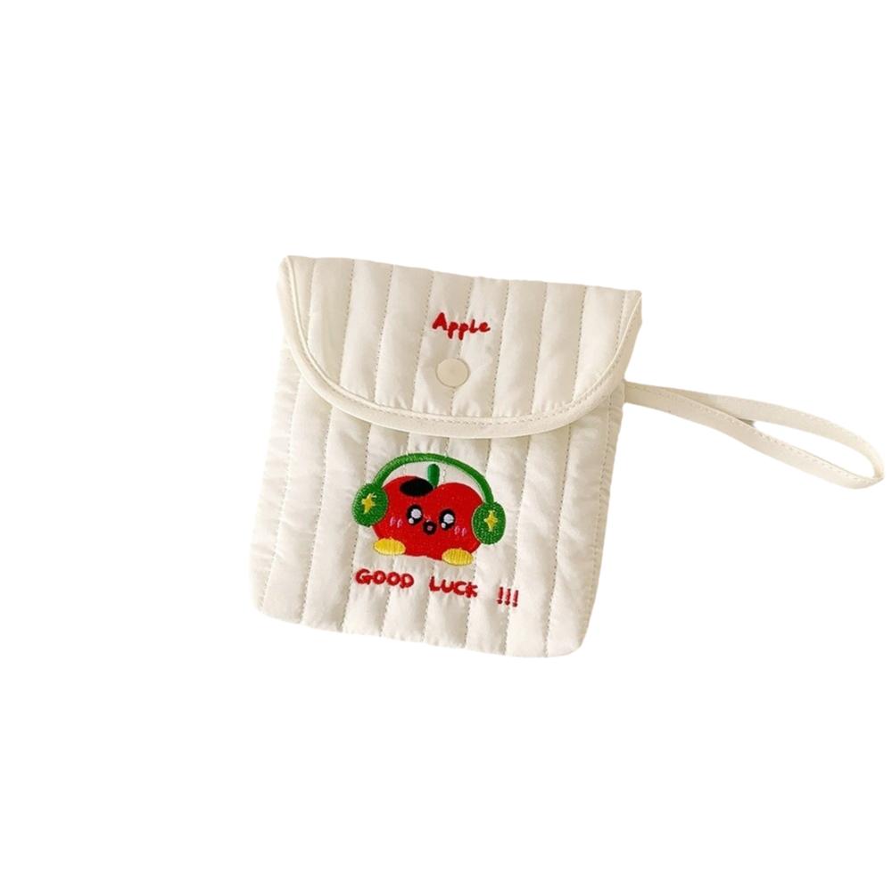 Square Embroidery Cherry Cosmetic Bag Cat Small Storage Bag Sanitary Napkin Storage Bag  Travel