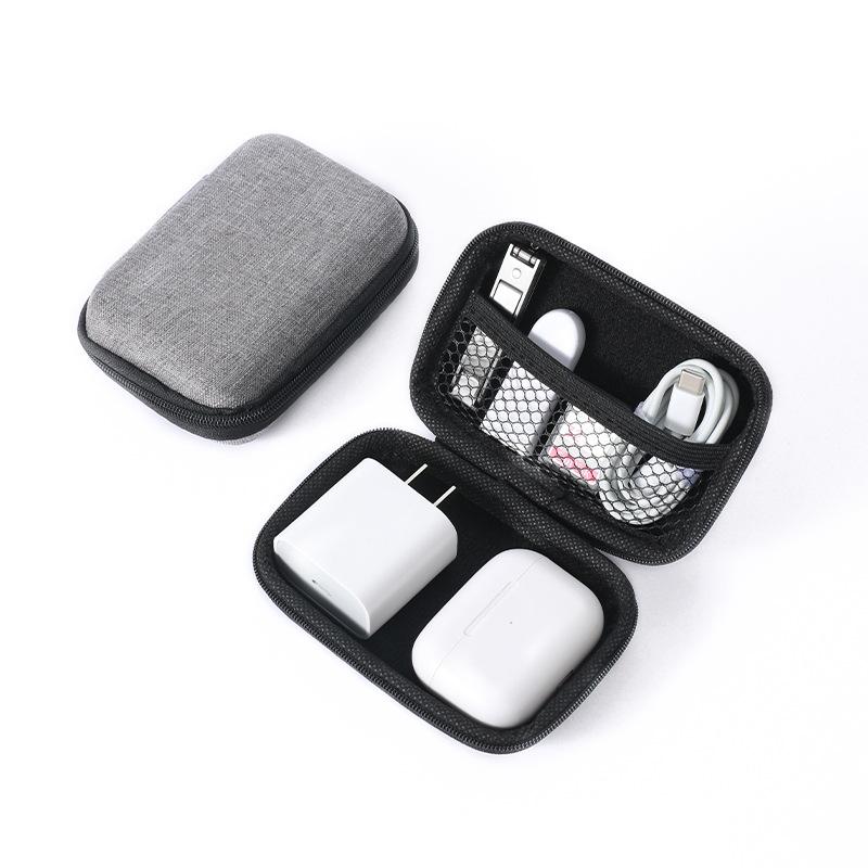 Portable Digital Cable Winder Organizer Case Solid Color Minimalist Tech Storage Box Shockproof Charger Cable Hard Drive Bag