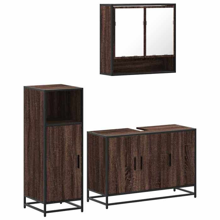 VidaXL Ensemble De Meubles De Salle De Bain 3 Pcs Chêne Marron, Armoire De Salle De Bain, Placard De Salle De Bain, Meuble 3300984