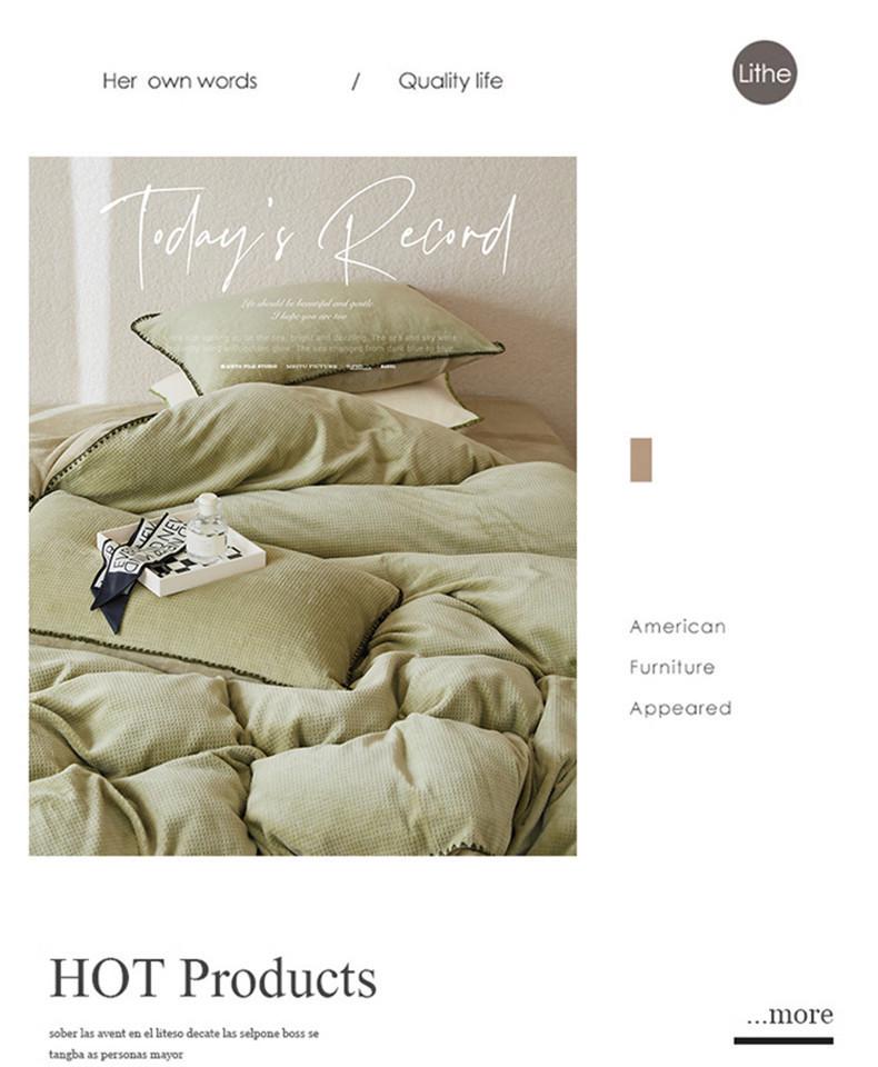 Скандинавский легкий люкс Коралловый флис Зимний постельный набор - Вафельный молочный вельвет, Двусторонний пододеяльник и простыня