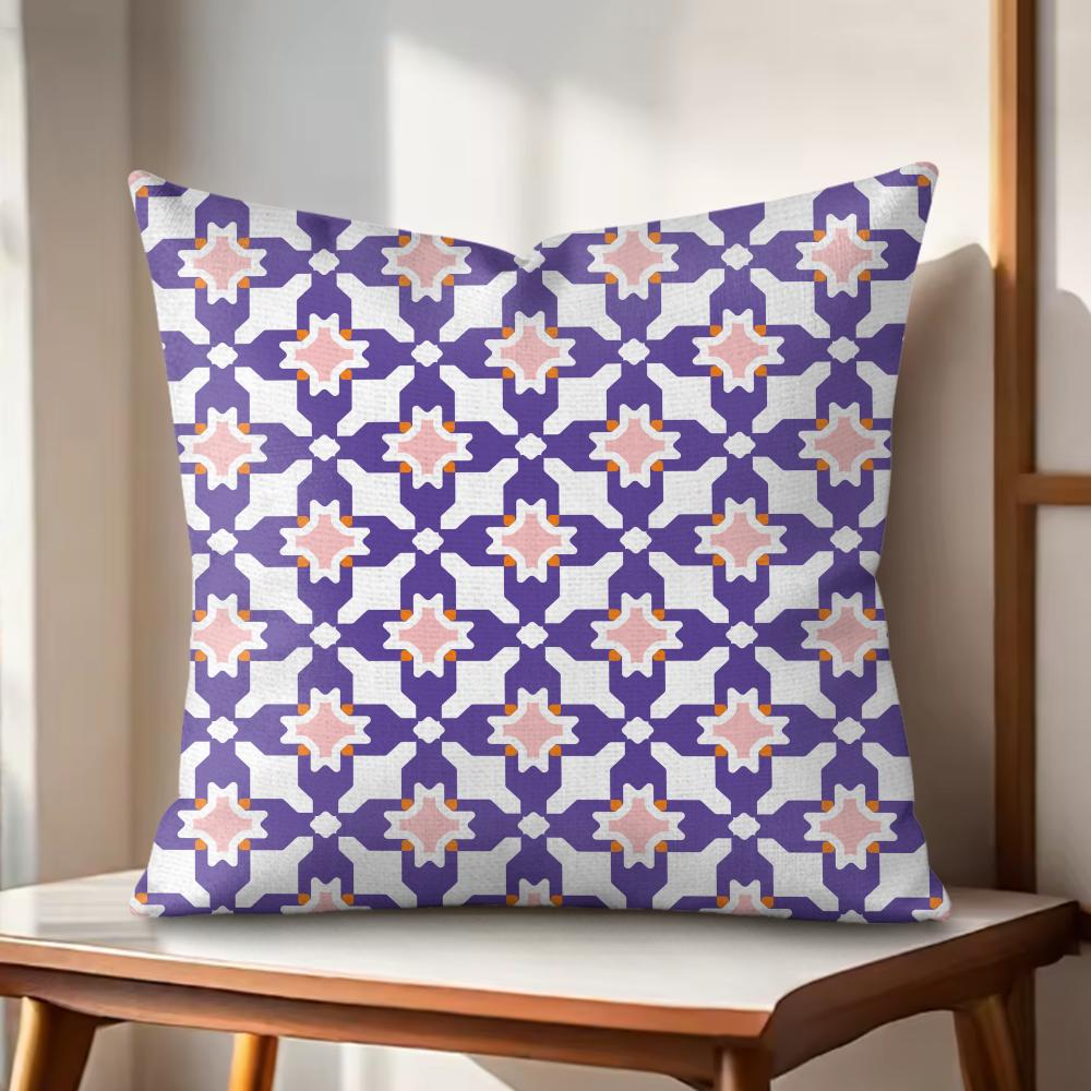 Abstract geometry Art Cushion Cover Natural Linen Organic Fabric DoubleSided Printing Couch Pillow Covers Home Decor