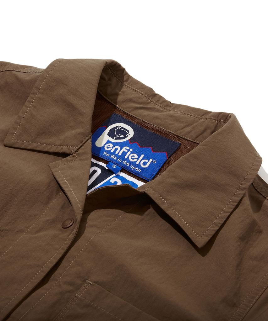 Платье Penfield с открытым воротником, регулируемой талией и сборками, коричневое_Fs2Ws01F