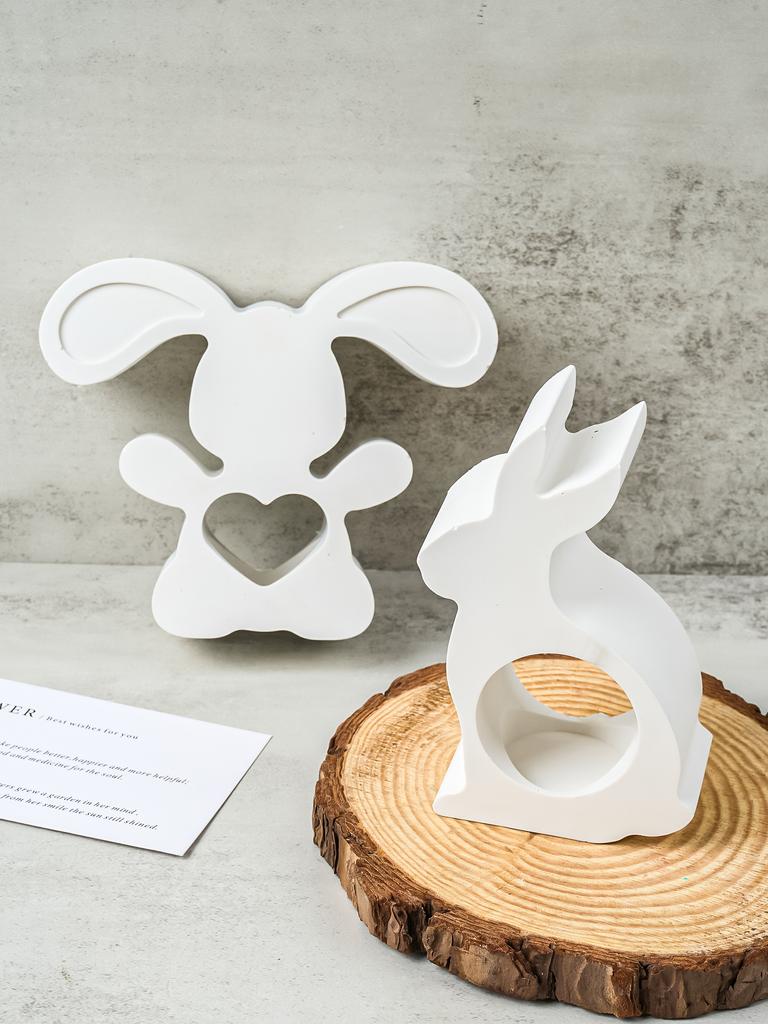 Пасхальный подсвечник в виде животного, силиконовая форма, милый кролик, форма для мыла ручной работы, гипсовый держатель для чайной лампы, украшения, домашний декор, поделки