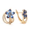 Little Blue Flower Zircon Earrings Rose Gold Fresh Ear Buckles