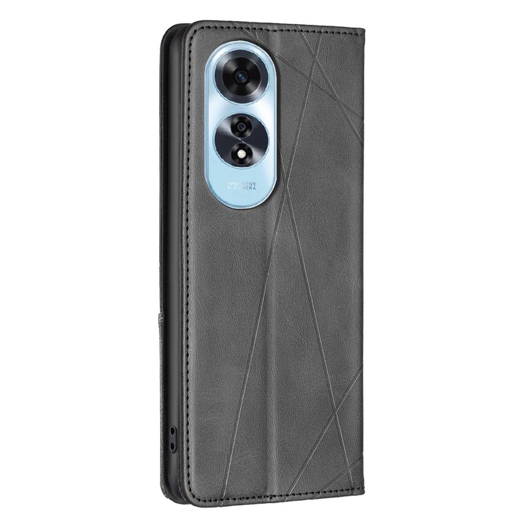 Чехол для Oppo A60 4G, противоударный, из ПУ-кожи, с ромбовидным узором, с отделениями для карт