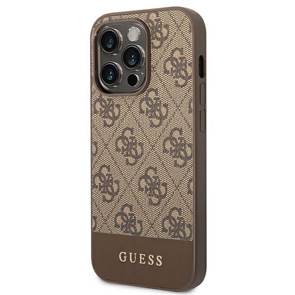 Guess Guhcp14Lg4Glbr Iphone 14 Pro6,1 Brązowy/Brown Twarde Etui Kolekcja Pasków 4G