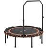 Fitness Trampoline with Adjustable Handrail, Sports Trampoline for Indoor and Outdoor Use, Steel, Plastic, Orange