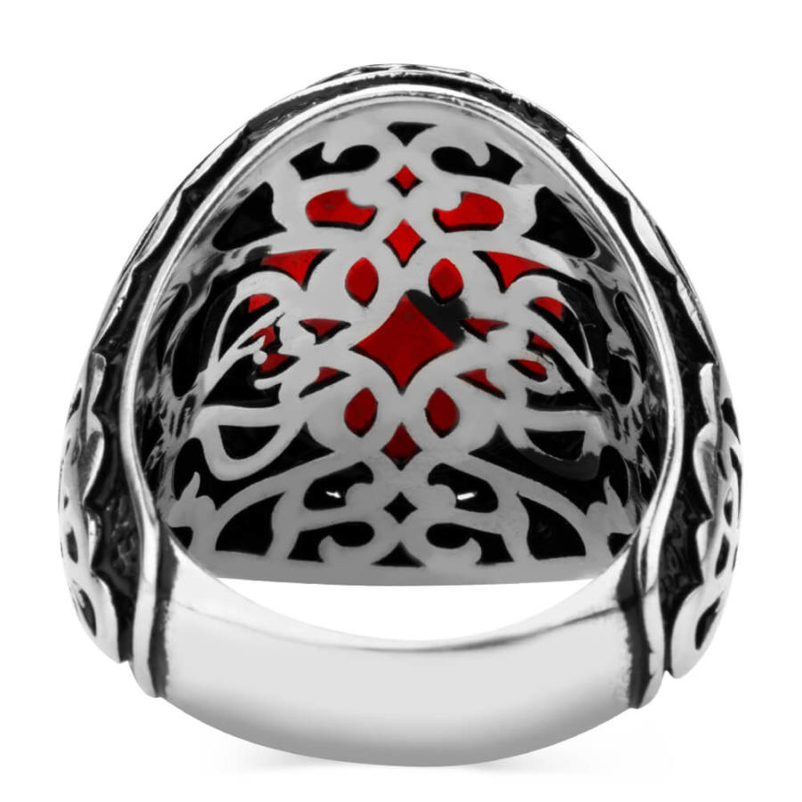 Мужское серебряное кольцо с цирконом из золотой короны, украшения из красного и черного камня, модные аксессуары, подарки для него