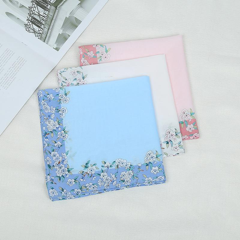 Популярные женские носовые платки с цветочным принтом из хлопка, женские носовые платки для детей, полотенца для лица и рук, рождественские подарки