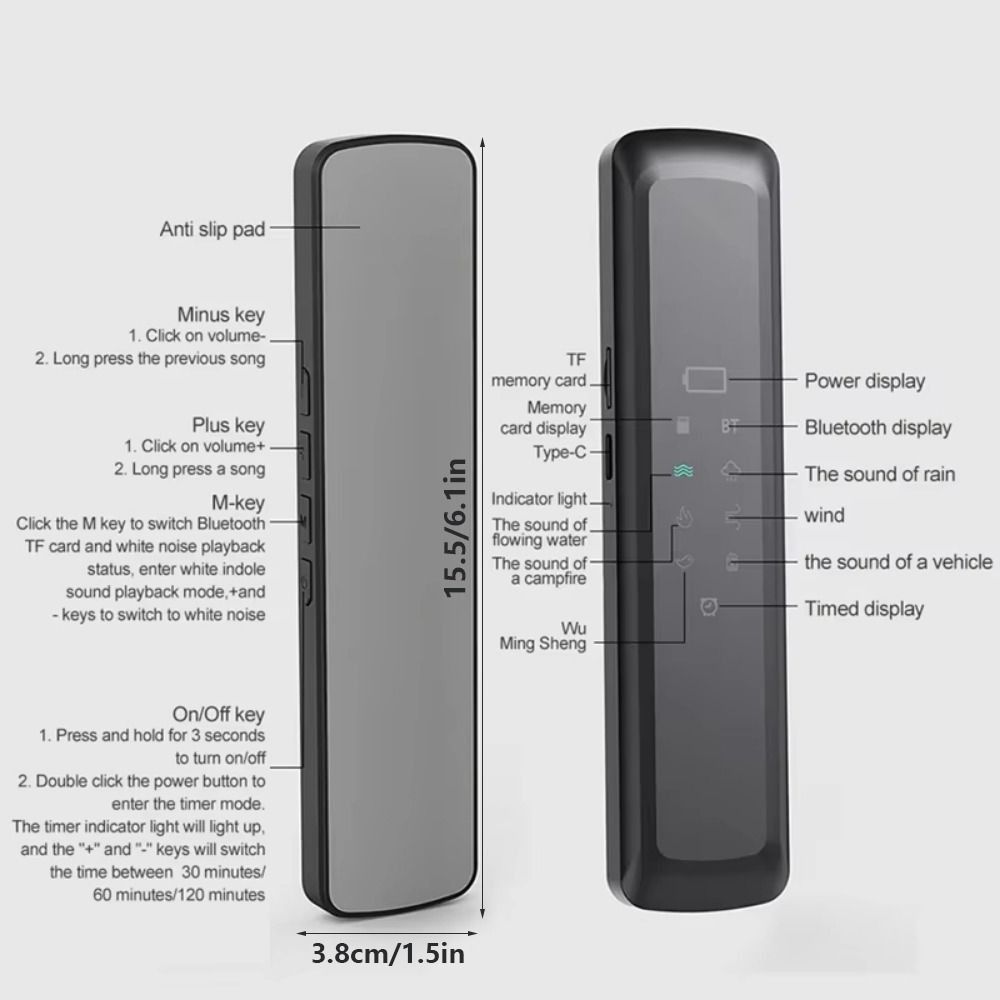 Sleep Aid White Noise Bluetooth Speaker Support TF Card Improve Sleep Wireless Stereo Sleep Sound Box Timing off LED Display