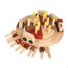 Wooden Birthday Cake Train Montessori Tea Party Toy DIY Pretend Play with Candle and Accessories for