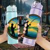 1PC Fisherman Sunset Lake Circle Print 750ml Color Plastic Sports Water Bottle Leakproof Flip Straw Lid Suitable for Sports Office Home Use