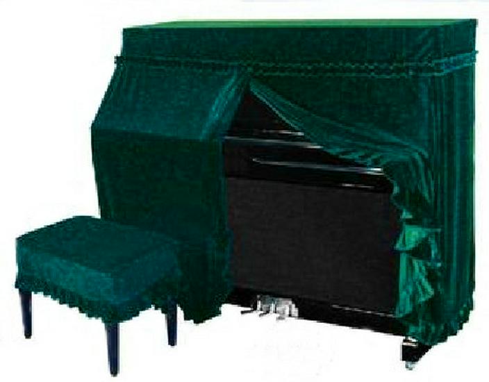 Комплект чехлов из золотого бархата для пианино и скамьи (Длина спины 40 см)