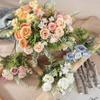 Букет из искусственных роз и ромашек, искусственные цветы, центральные украшения для столов, дома, гостиной, свадебные композиции, букет невесты в руках
