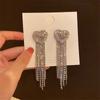 2022 Fashion Love Heart Shiny Zircon Earring For Women Bride Charm Rhinestone Long Tassel Earrings Wedding Party Jewelry Gifts