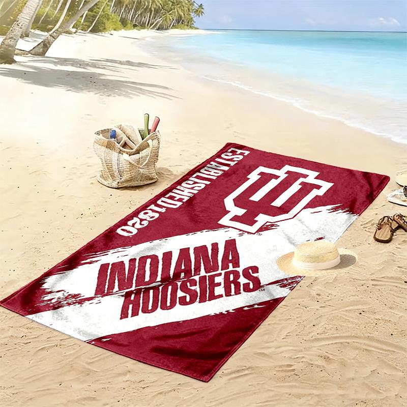 Indiana Hoosiers Print Beach Towel, Large Soft Quick Dry Towel for Beach Camping Swimming