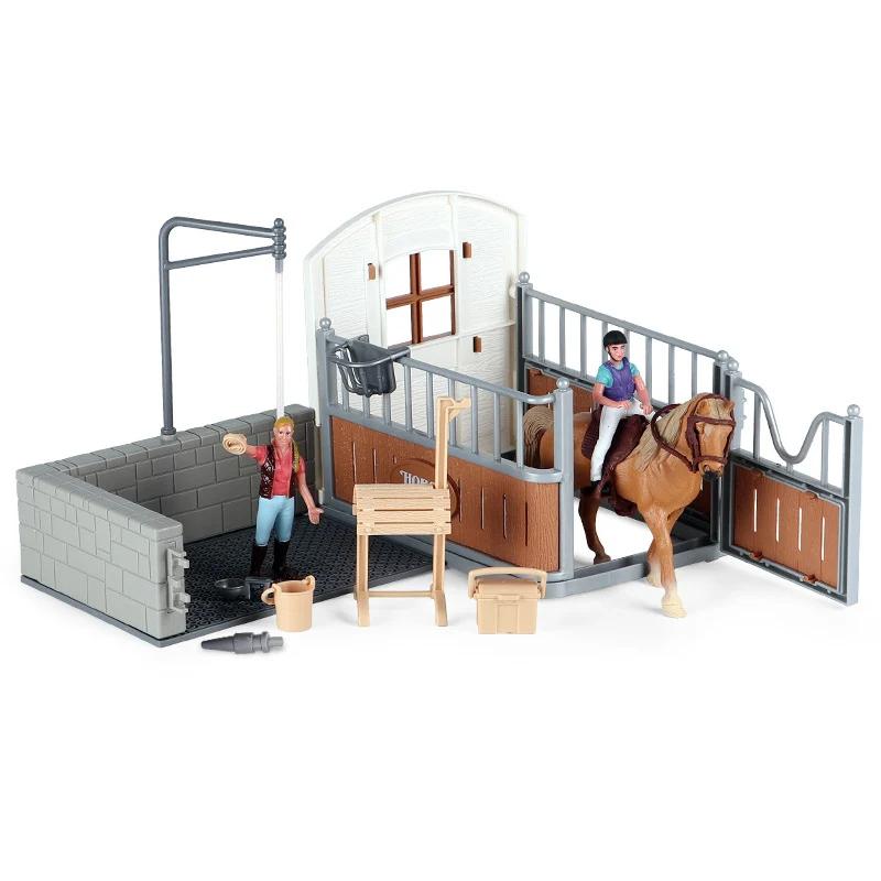 DIY Horse Race Model Horseman Farm stable Animal Figurines Action & Toy Figures ABS Emulation Toys for Children Christmas Gift