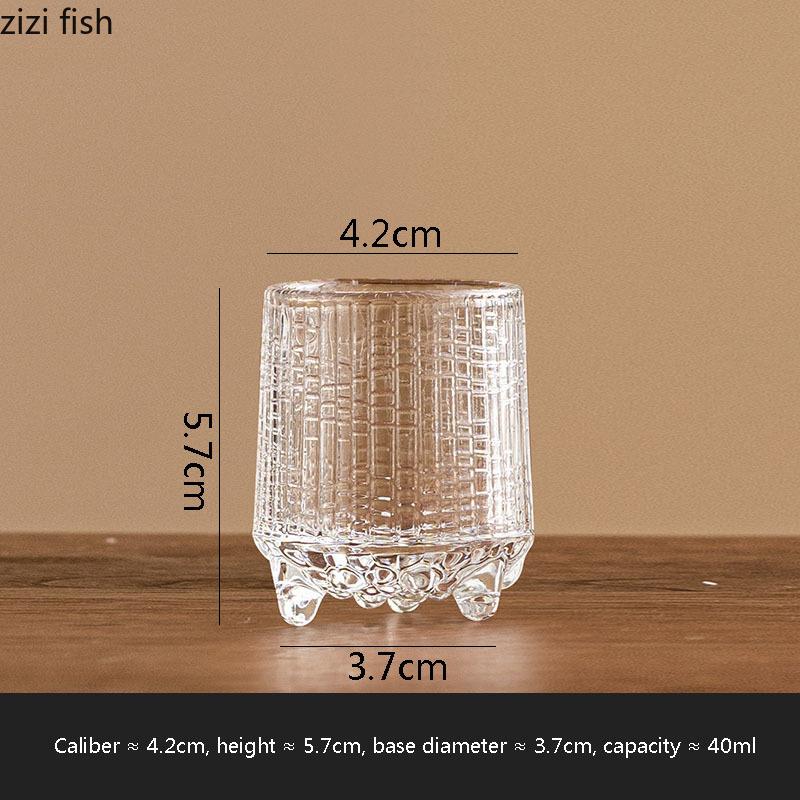 Transparent Glass Three Legged Cup Creative Small Capacity Baijiu Cup Foreign Wine Cup Tea Cups Irregular Drinking Utensils