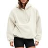 Women Fleece Sweatshirt with Pet Carriers Pouch Long Sleeve Solid Color Hoodies Oversized Loose Pullover Top Streetwear White XXL