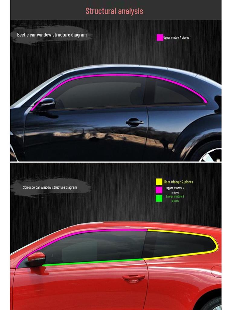 Stainless Steel Bright Window Trim & Door Edge Strips for Beetle and Scirocco