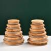 Wood Grain Clear Wooden Reusable Sealing Ring Cup Lid Tea Set Accessories Storage Tank Bamboo Cover